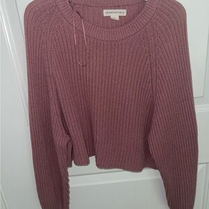 Aeropostale Pink Crew Neck Sweater with Ribbed Knit